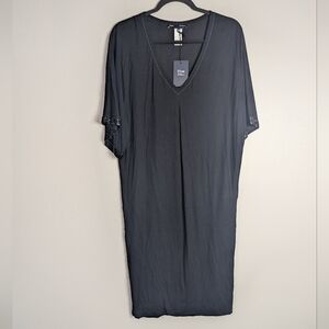 L/46 NWT Blue Les Copains Black Embellished Sleeve Dress